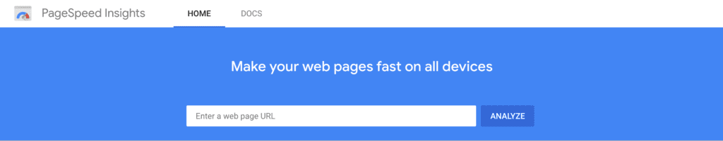 Lo strumento Google PageSpeed ​​Insights.