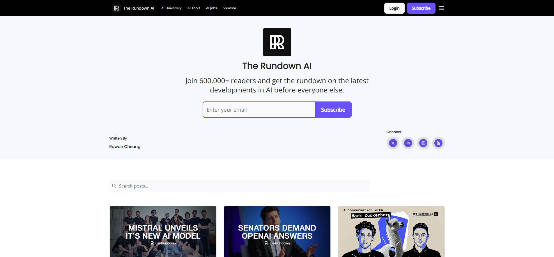 Пример — The Rundown AI — Платный информационный бюллетень Freemium