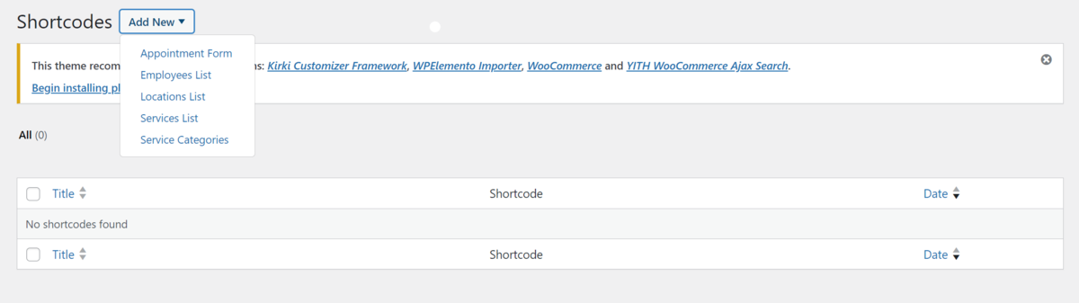 Gerando um shortcode para exibir formulários de reserva de compromissos em um site WordPress.