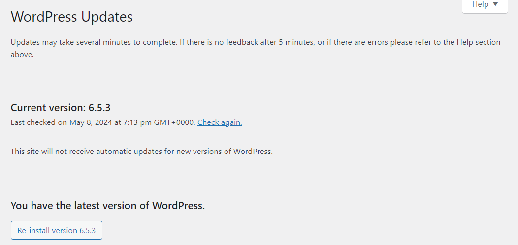 โปรดทราบว่าการอัปเดต WordPress อาจนำไปสู่ปัญหาความเข้ากันได้หากปลั๊กอินหรือธีมของคุณไม่รองรับเวอร์ชันที่ใหม่กว่า