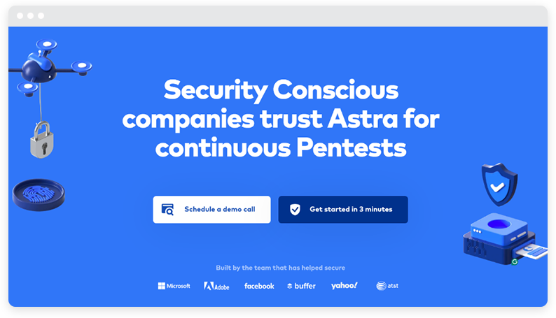 ภาพหน้าจอของหน้า Landing Page ของ Astra