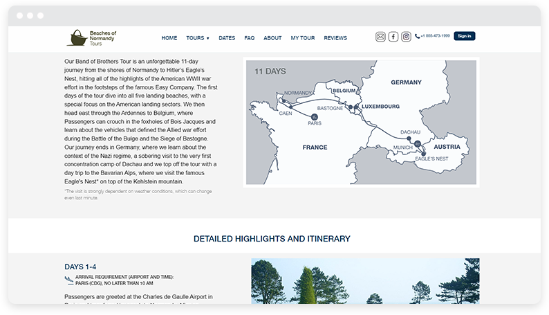 ตัวอย่างที่สองของหน้า Landing Page ของ Beaches of Normandy