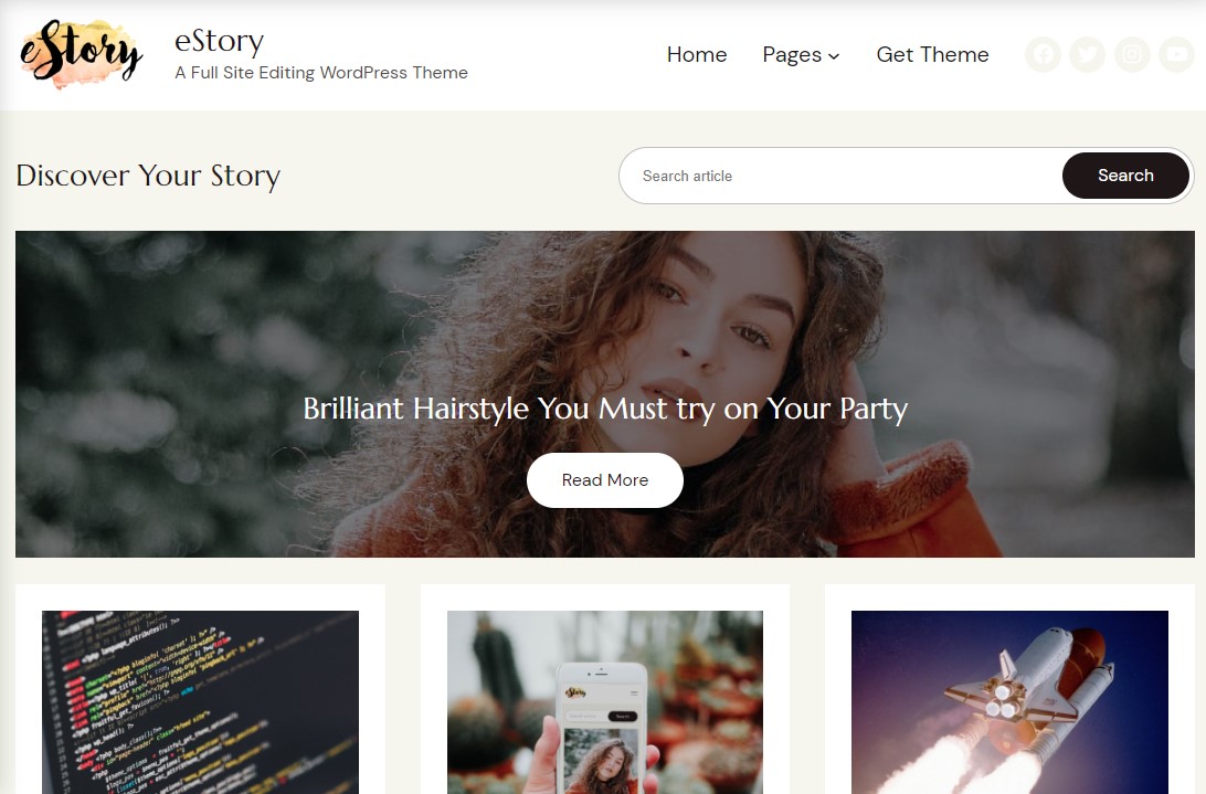 eStory - WordPress Block Theme for Blogging