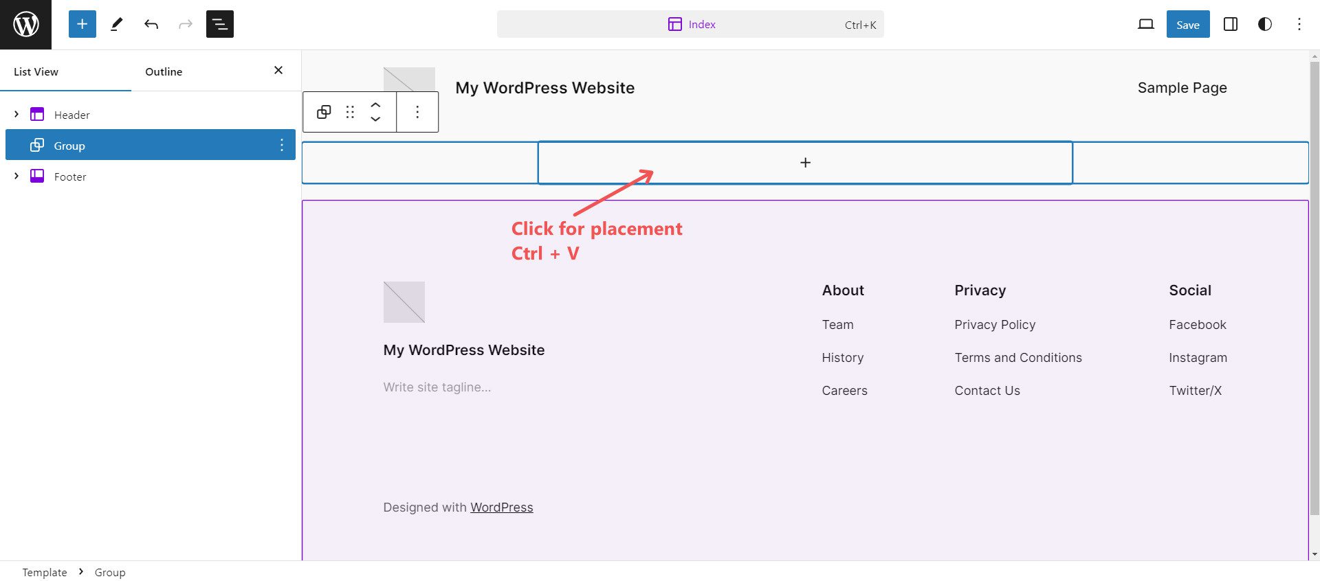 Crea modello di pagina con motivi - Passaggi 5