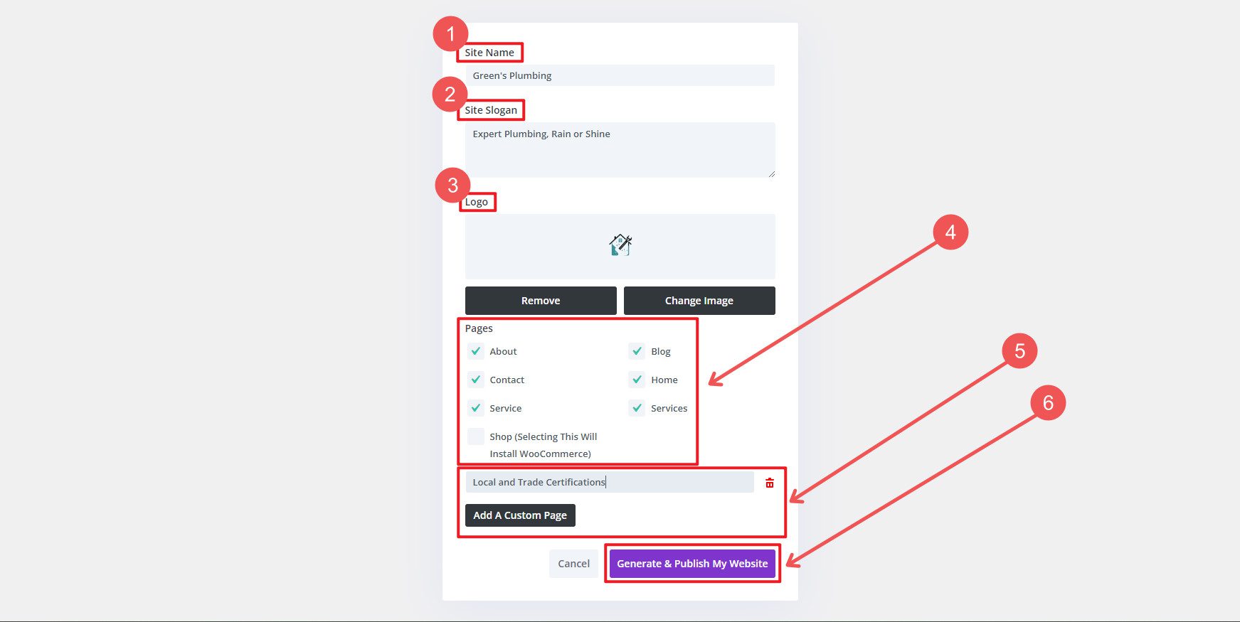 สร้างทั้งไซต์ของหน้าทันทีด้วย Quick Sites - ขั้นตอนที่ 6-11