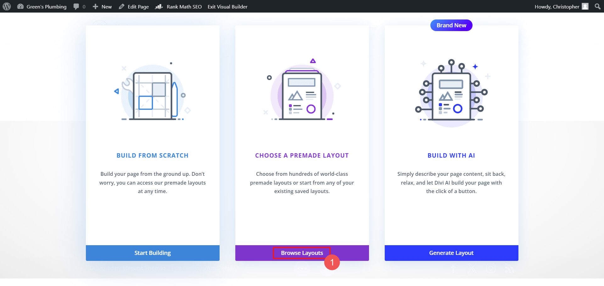 Construir nova página com modelo Divi - Etapas 5