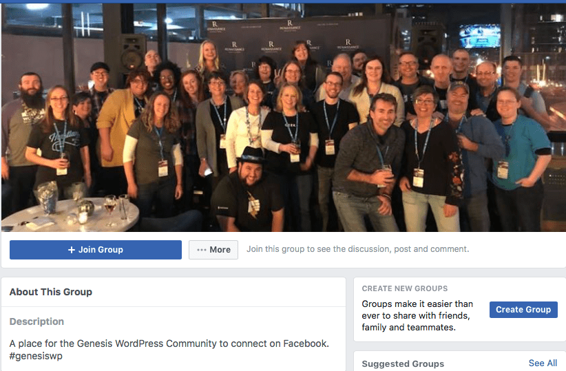 Communauté WordPress Genesis sur Facebook