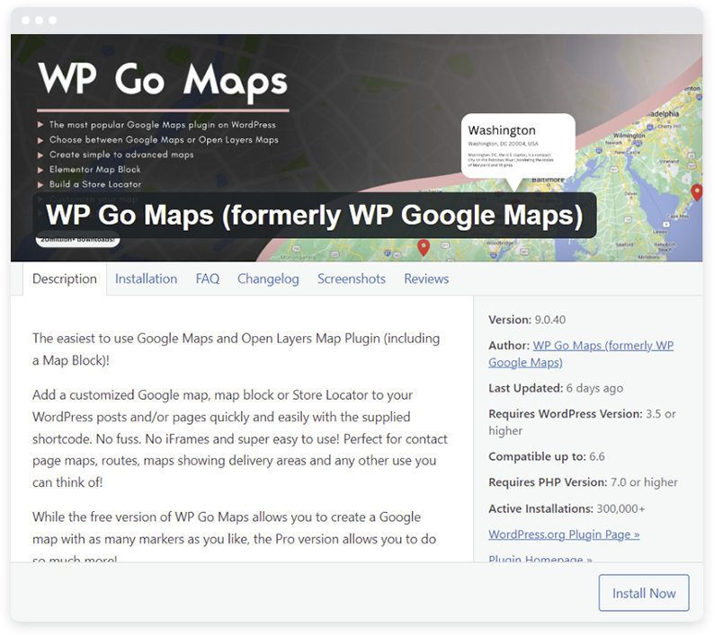 WP Go Maps 外掛程式主畫面的螢幕截圖