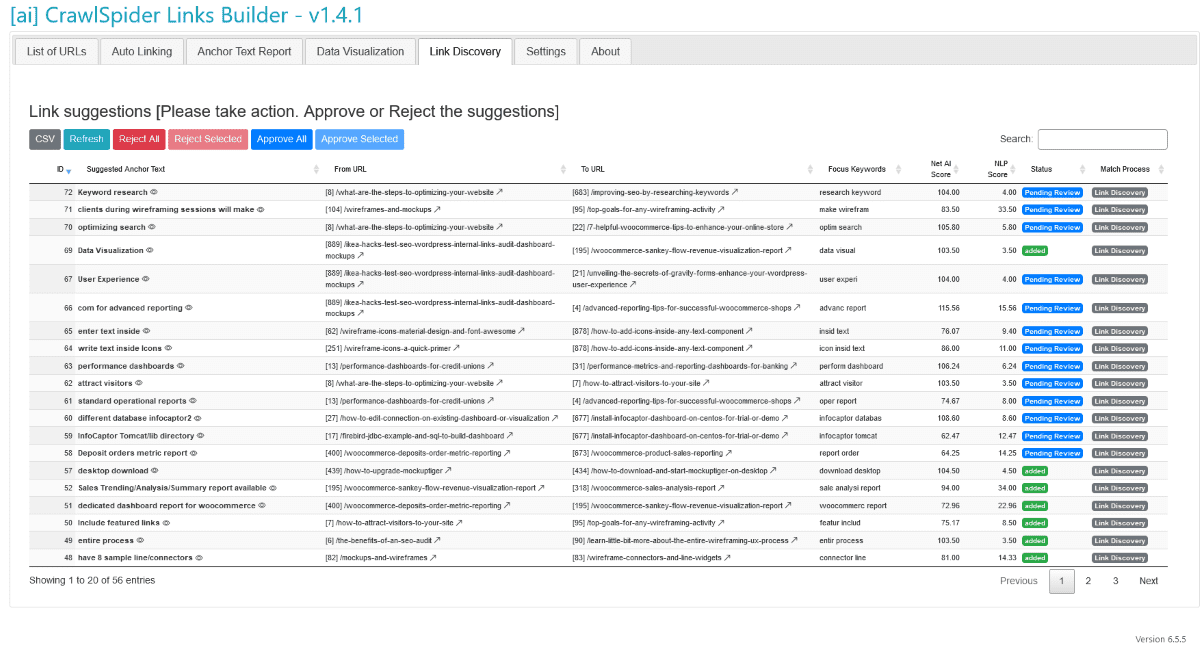 Fonctionnalité de suggestion de liens dans CrawlSpider AI