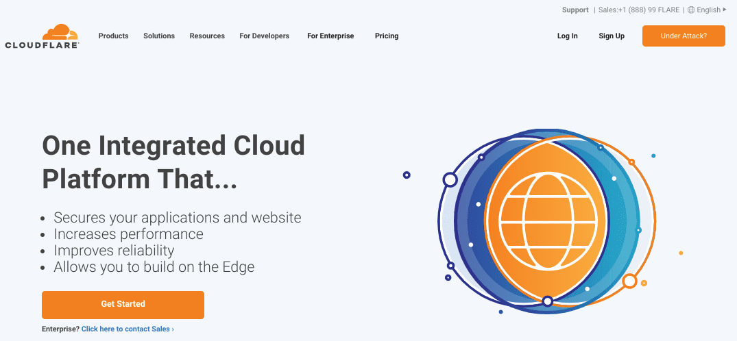 Cloudfare 웹사이트 홈페이지.