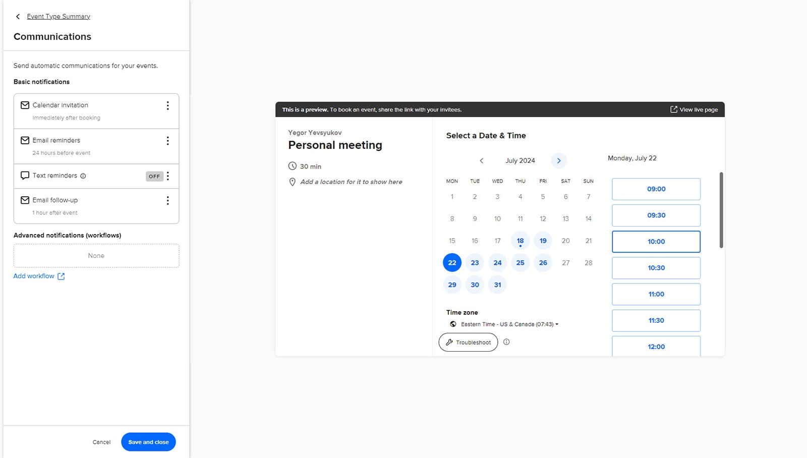 Calendly の表現、Acuity Scheduling と Calendly の比較の一環として、すべてのユーザーがアクセスできるカレンダー ビューと電子メール通知。