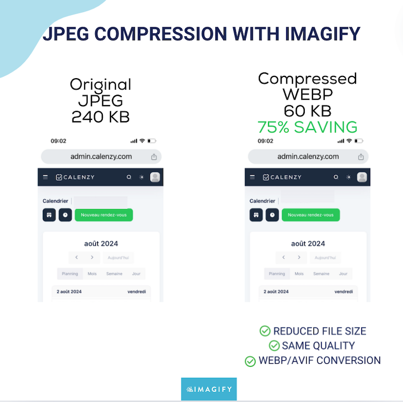 Calidad sin cambios después de la compresión con Imagify - Fuente: Imagify  