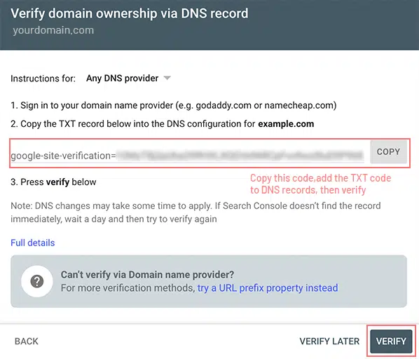 Setup Google Search Console