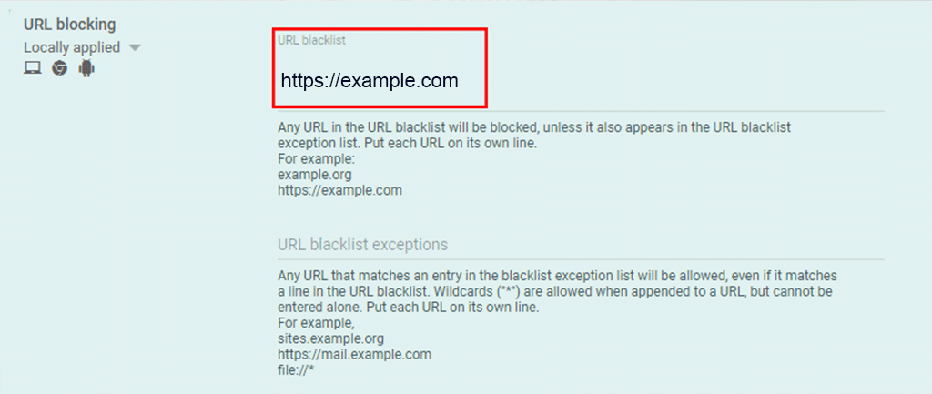 Google's URL blocking feature 