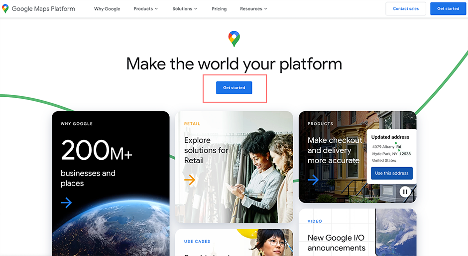 Google Maps Platform Homepage