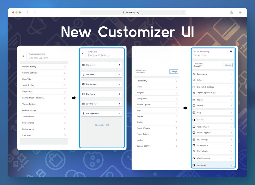 wordpress oceanwp yeni arayüzünü özelleştirin