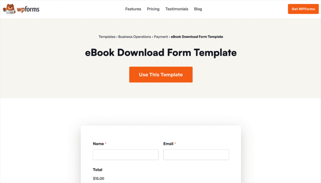 WPForms eBook Download Form template