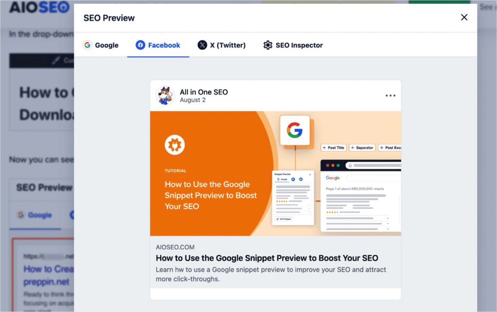 The SEO Preview tool from AIOSEO