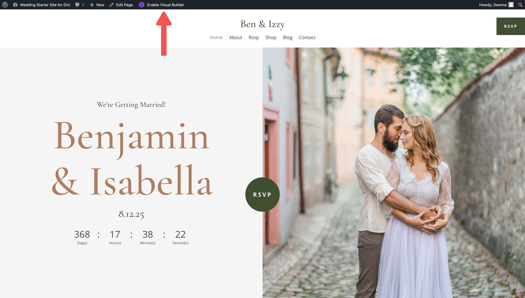 site inicial de casamento para divi