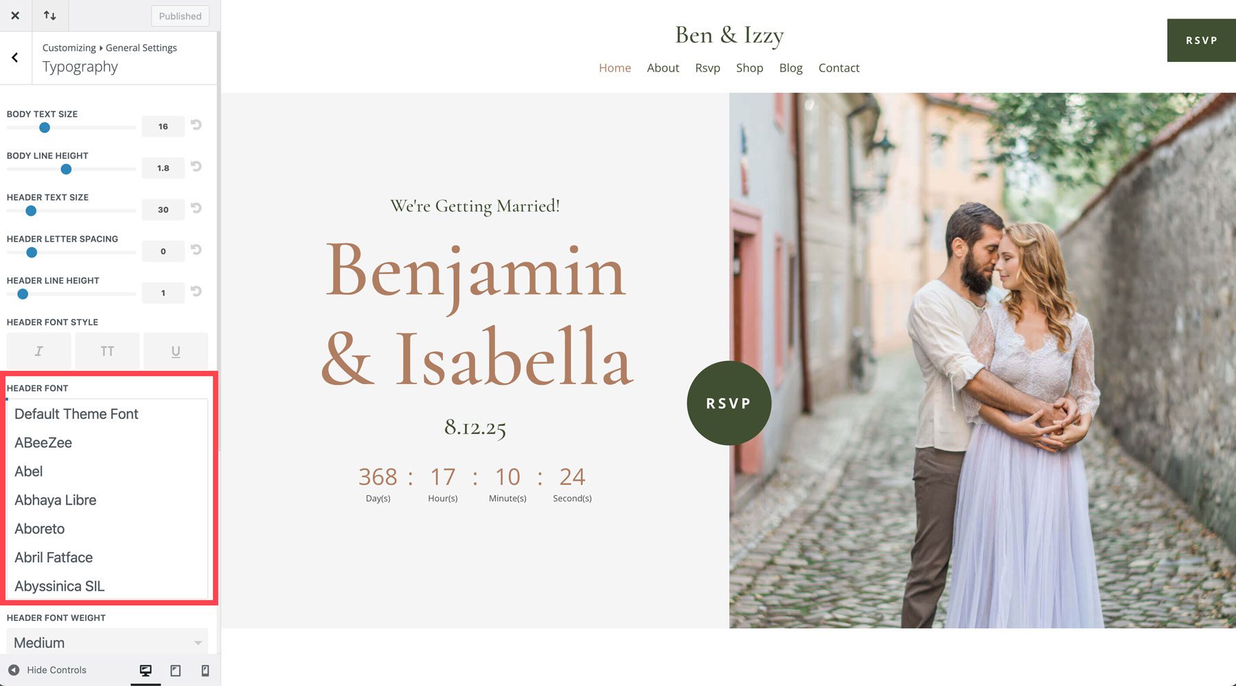 site inicial de casamento para divi