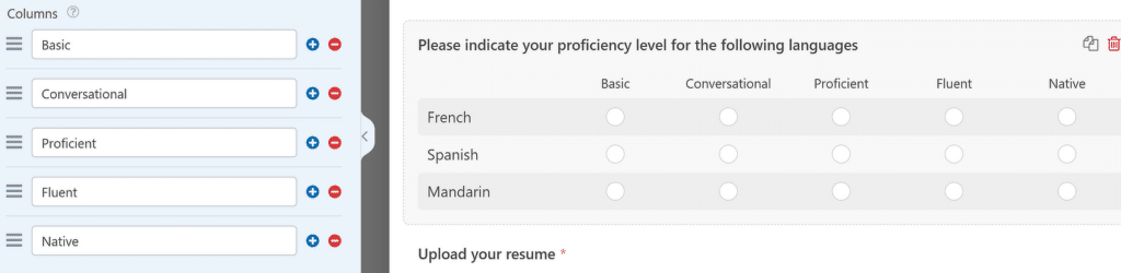 Likert scale columns