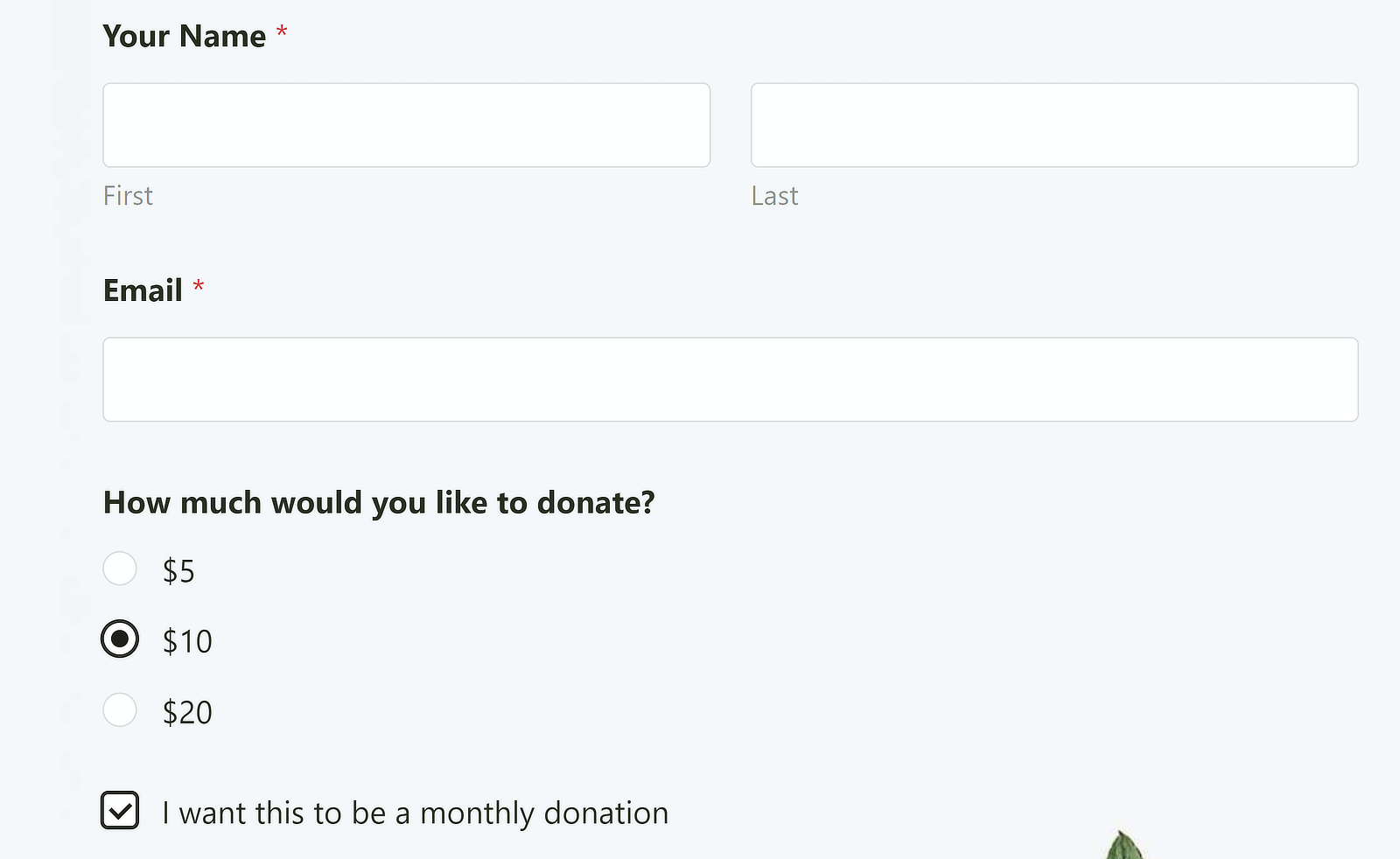 Recurring donation checkbox