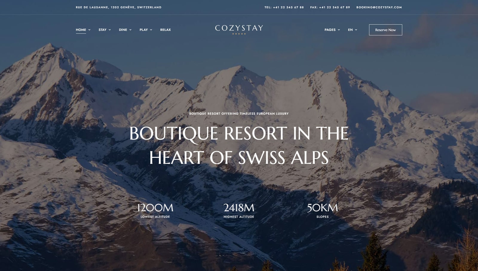 Photo de CozyStay, un exemple de conception de site Web d'hôtel avec plus de 120 éléments d'interface utilisateur prédéfinis.