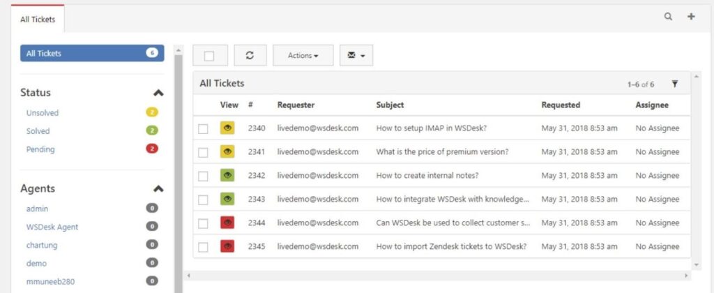 Gestione dei ticket WSDesk - Plugin Helpdesk WordPress