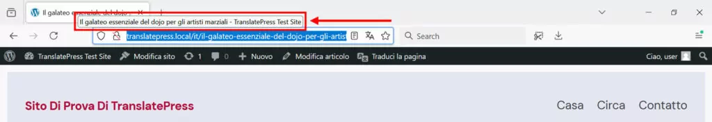 Übersetzter Seitentitel im Browser-Tab