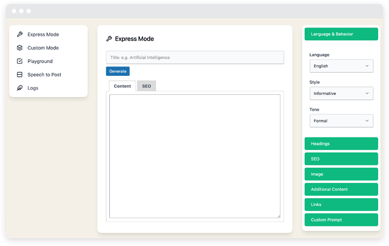 Uma captura de tela do banco de dados do plugin AI Power.