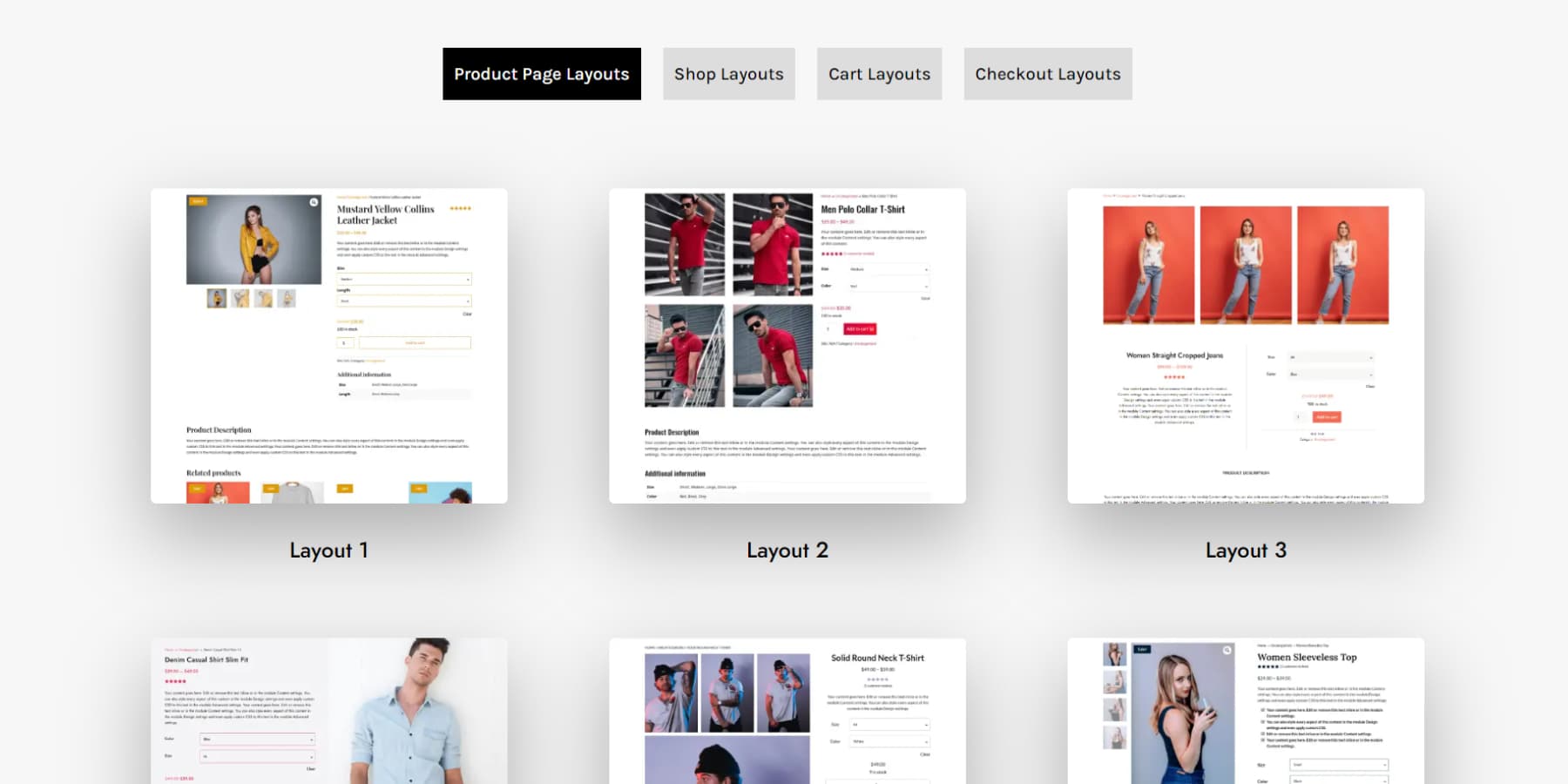 Ein Screenshot von WooCommerce-Layouts für Divi-Layouts