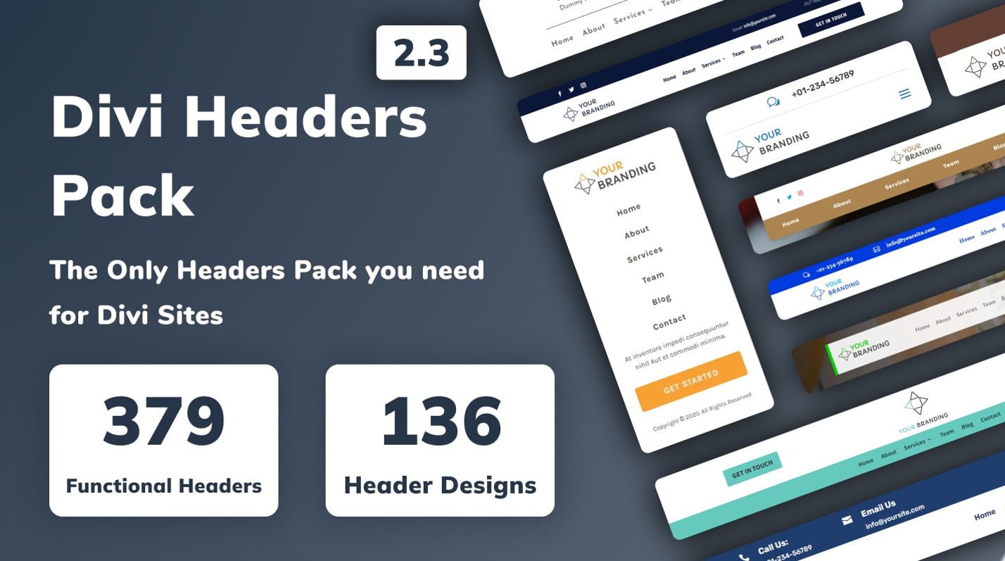 ภาพโปรโมตสำหรับ Divi Headers Pack