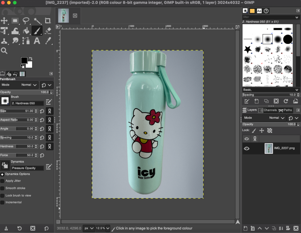 นี่คือภาพหน้าจอของภาพที่อัปโหลดใน Gimp