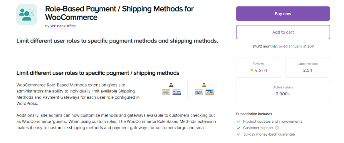 WooCommerce için Rol Tabanlı Ödeme/Gönderim Yöntemleri eklentisi.