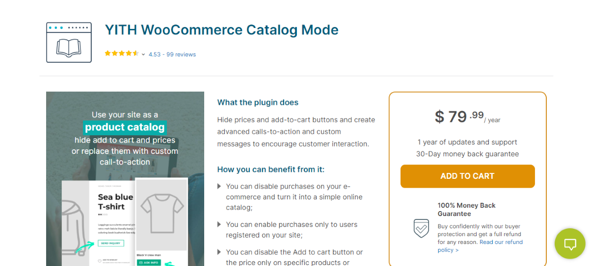 YITH WooCommerce カタログ モード プラグインのホームページ。