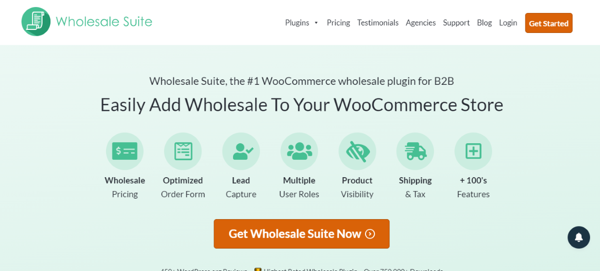 Die Homepage des Wholesale Suite-Plugins.