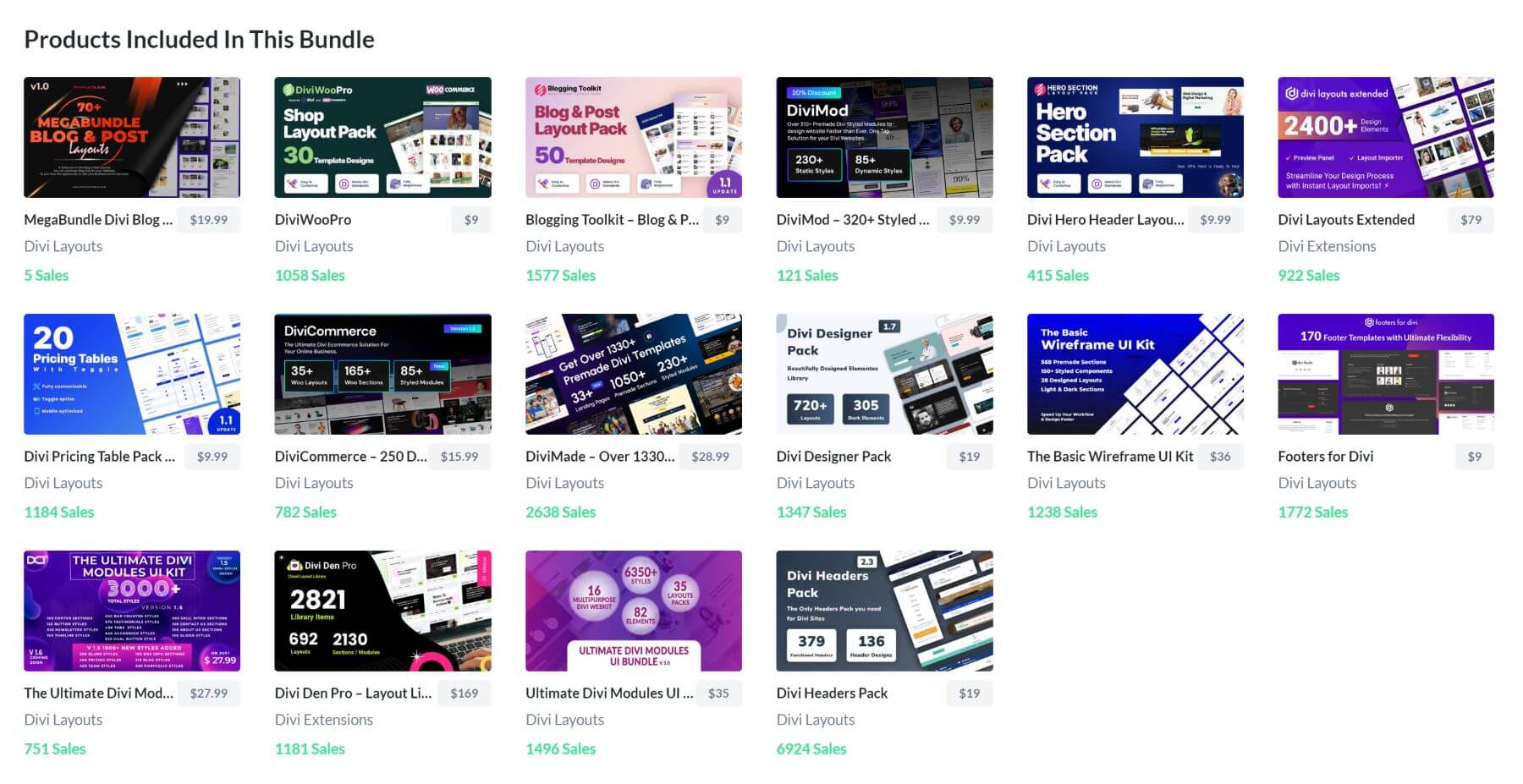 Pacchetto Booster layout Divi