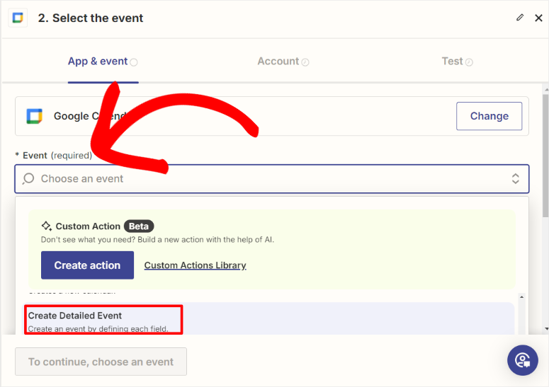 zapier create detailed event