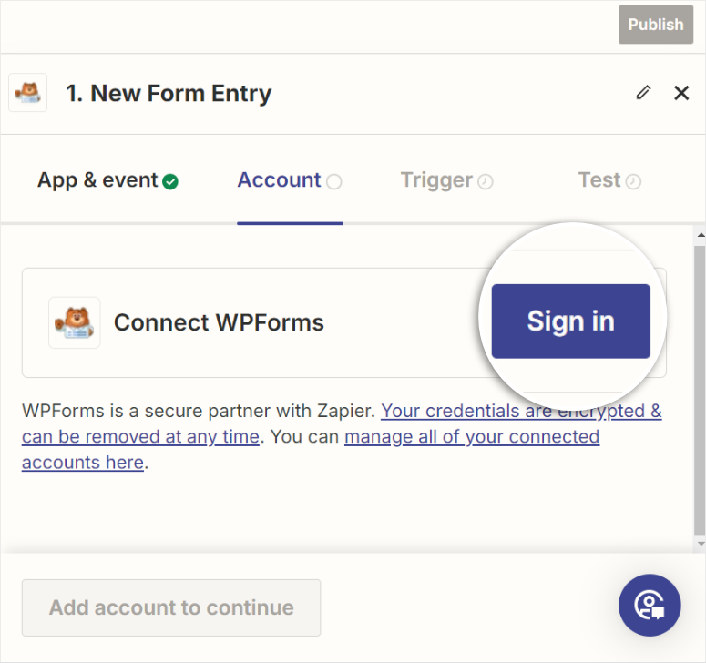 zapier sign in wpforms