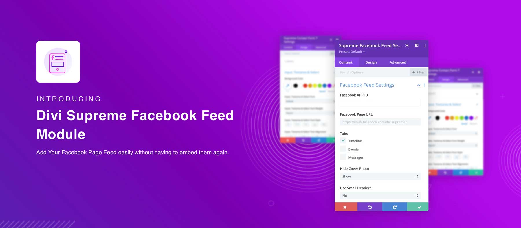 Modulo feed Facebook Divi Supreme Pro