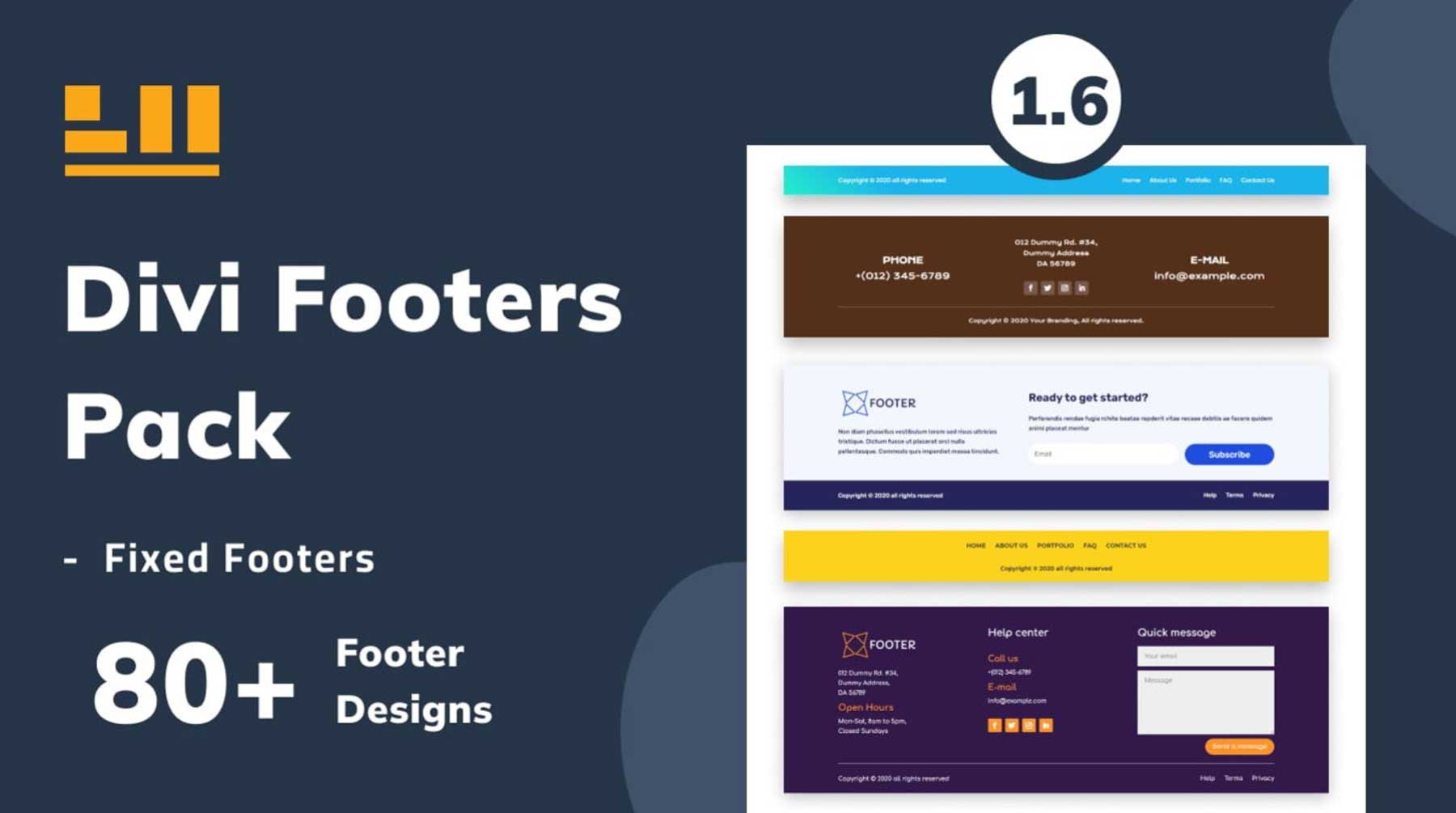 ชุด Divi Footers