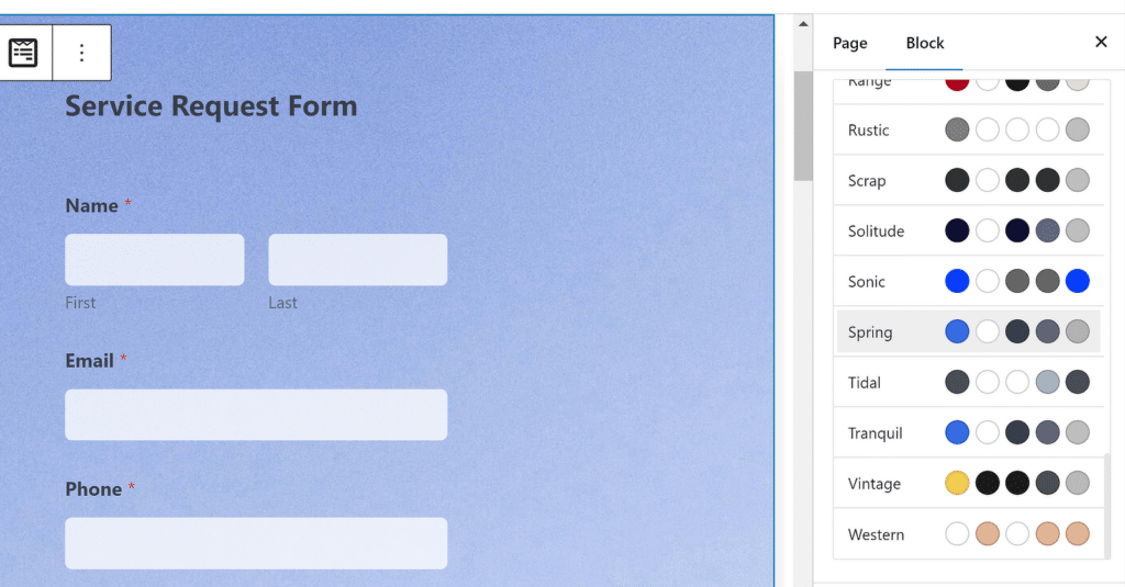 WPForms Spring theme