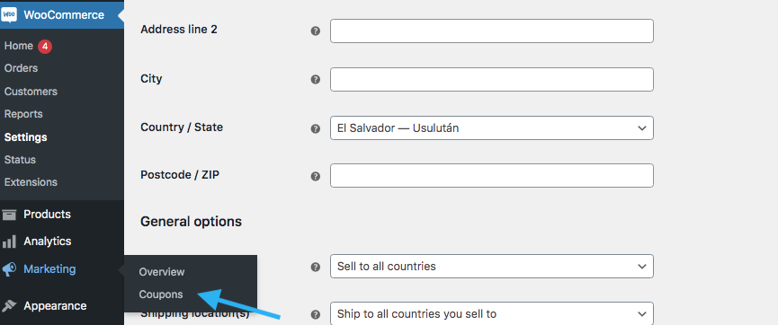 Configuración de la opción de cupón