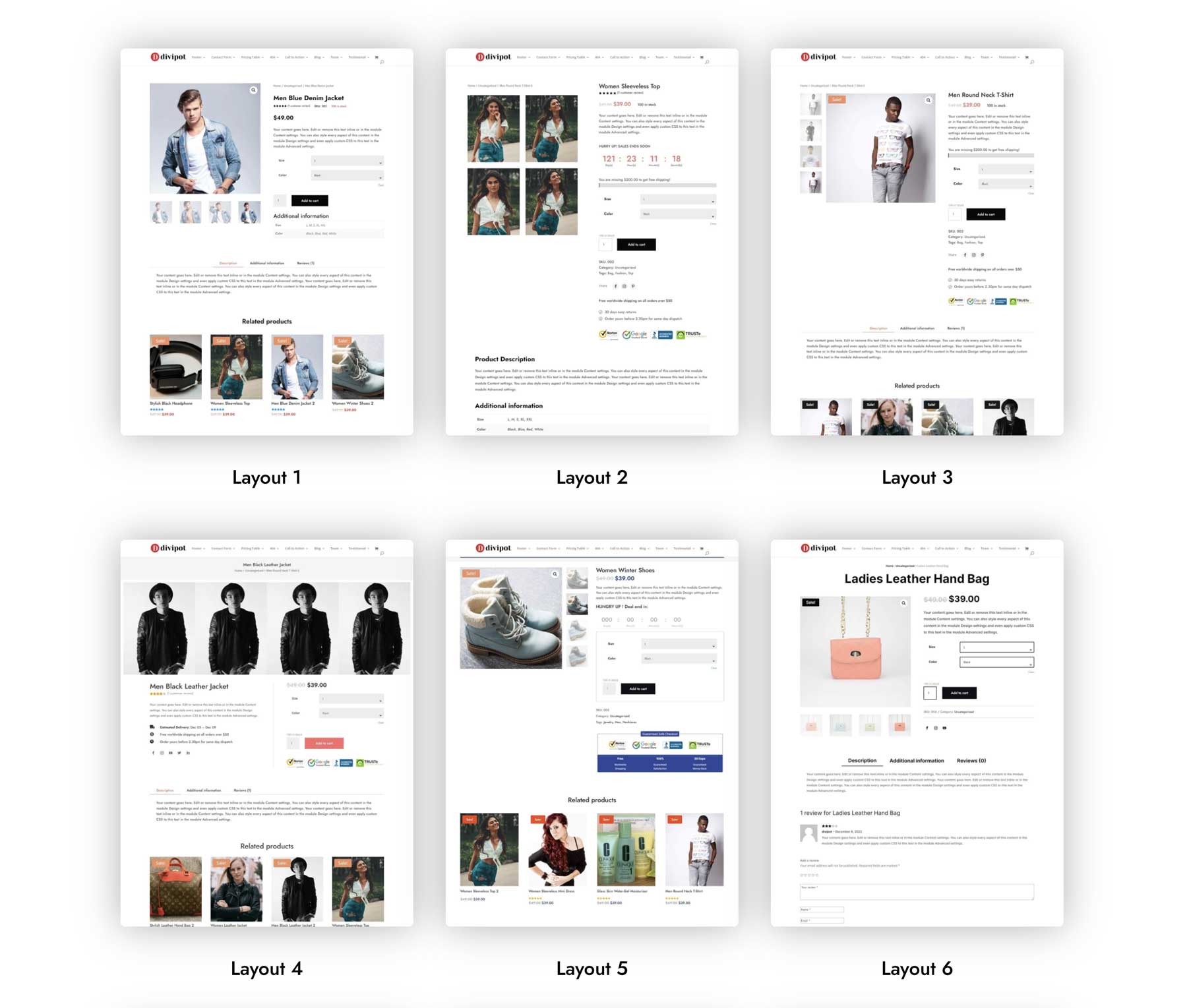 Layouts de página da loja WooCommerce