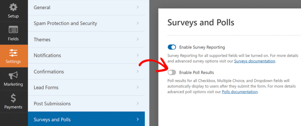 Enable poll results in WPForms