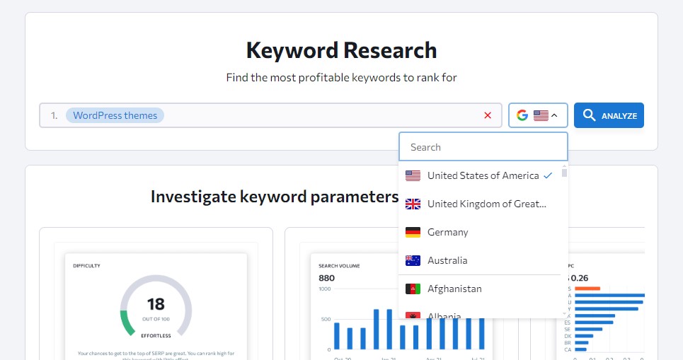 Narzędzie do badania słów kluczowych w rankingu SE