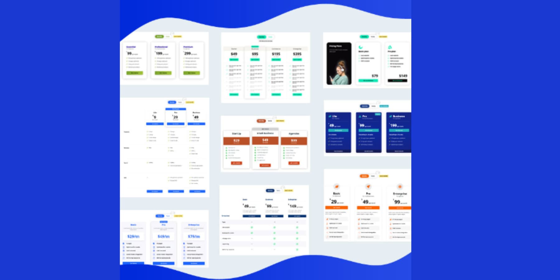 ภาพหน้าจอของการออกแบบบางส่วนของ Divi Pricing Table