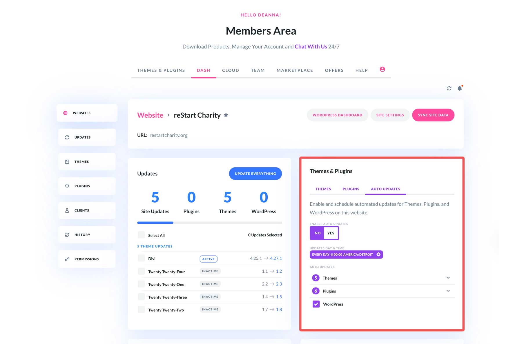 Divi Dash 自动更新