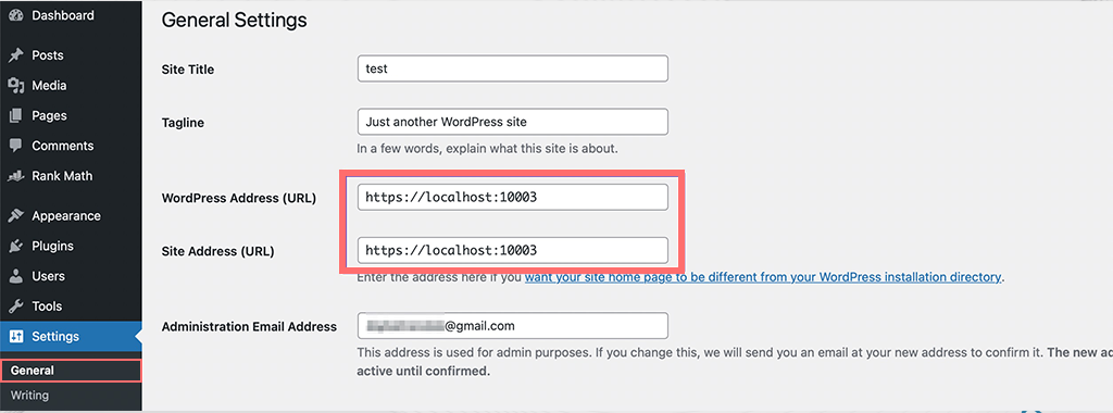 Checking URL settings in WordPress