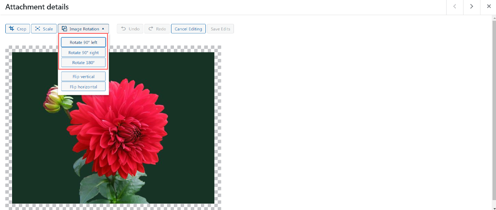 Rotating an image in WordPress